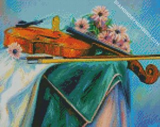 Violin And Flowers diamond painting