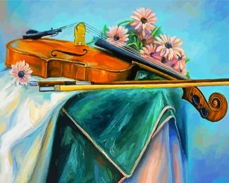 Violin And Flowers diamond painting