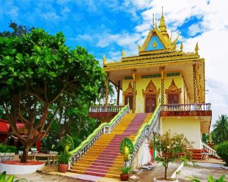 Wat Leu Pagoda Cambodia diamond painting