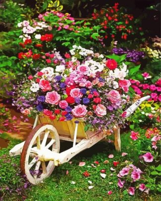 Wheelbarrow Full Of Flowers diamond painting