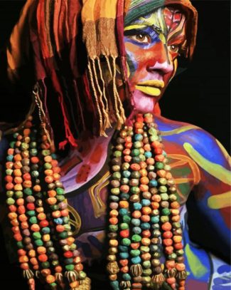 Woman Wearing Beads Necklace diamond painting