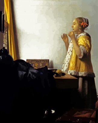 Woman With a Pearl Necklace By Vermeer diamond painting