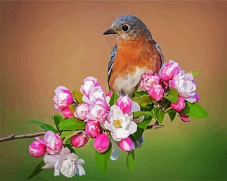 Wreb Bird On Flowers diamond painting