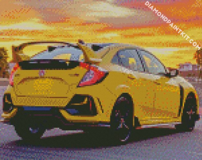 Yellow Honda Car diamond painting
