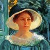 Aesthetic Young Woman In Green Outdoors In The Sun diamond painting