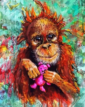 Aesthetic Baby Orangutan diamond painting