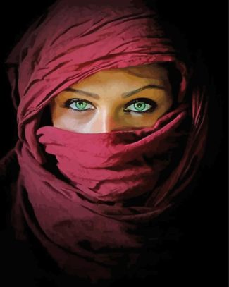 Arabic Woman With Green Eyes diamond painting