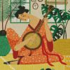 Asian Lady Playing Banjos diamond painting