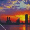 Bahrain Skyline Sunset Silhouette diamond painting