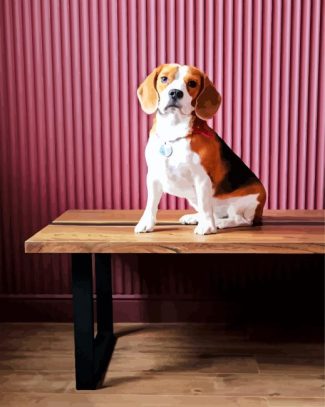Beagle Dog On The Table diamond painting