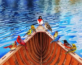 Birds On Kayak Canoeing diamond painting