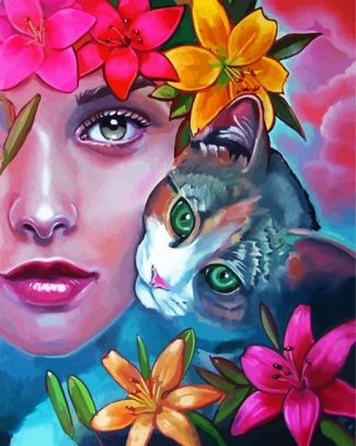 Cat And Lady diamond painting