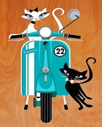Cats And Scooter diamond painting