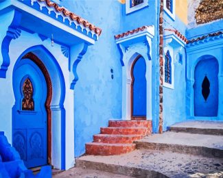 Chefchaouen Blue Houses diamond painting