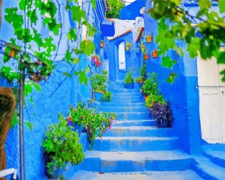 Chefchaouen Blue Streets diamond painting