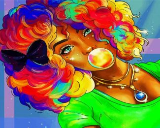 Colorful Bubblegum Girl diamond painting