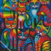 Colorful Whimsical Cats diamond painting