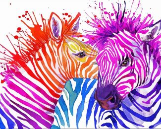 Colorful Zebras diamond painting