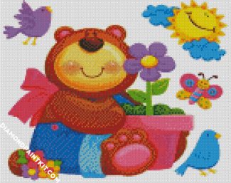 Cute Bear With Butterflies And Birds iamond painting