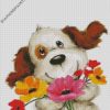 Dog With Flowers diamond painting