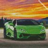 Green Lamborghini Huracan diamond painting