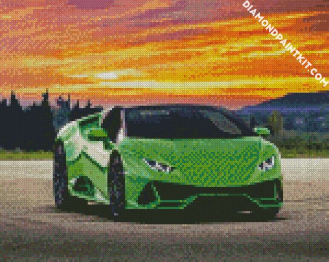 Green Lamborghini Huracan diamond painting