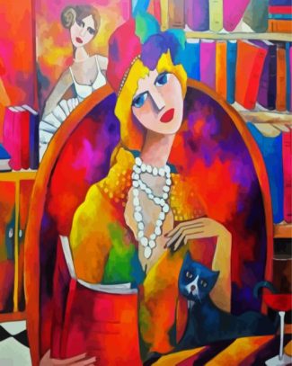 Lady And Cat diamond painting