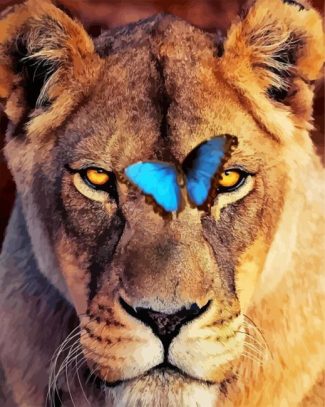 Lion And Butterfly diamond painting