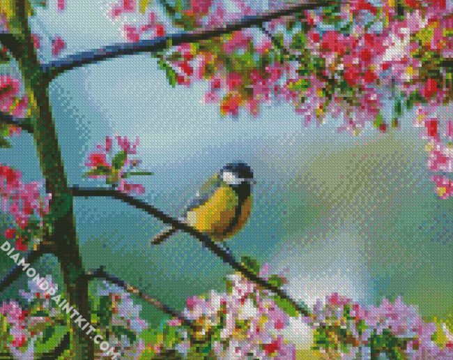 Lonely Bird Enjoying The Spring diamond painting