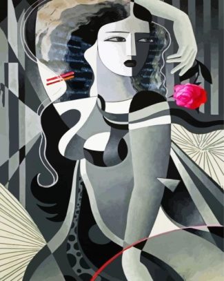 Monochrome Cubism Woman diamond painting