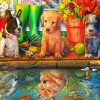 Puppies Water Reflection diamond painting