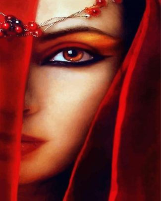 Red Eye Beautiful Girl diamond painting