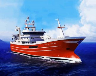 Red Trawler diamond painting