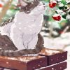 Snowy Cat Smelling Flowers diamond painting