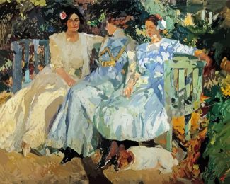 Sorolla My Wife And Daughters In The Garden diamond painting