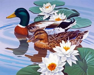 Waterfowl And Lotus diamond painting