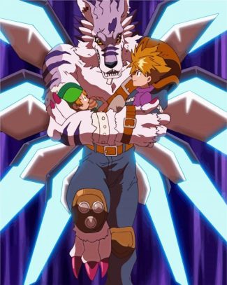 Weregarurumon Anime Illustration Digimon diamond painting