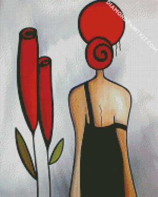 Woman And Red Flower diamond painting