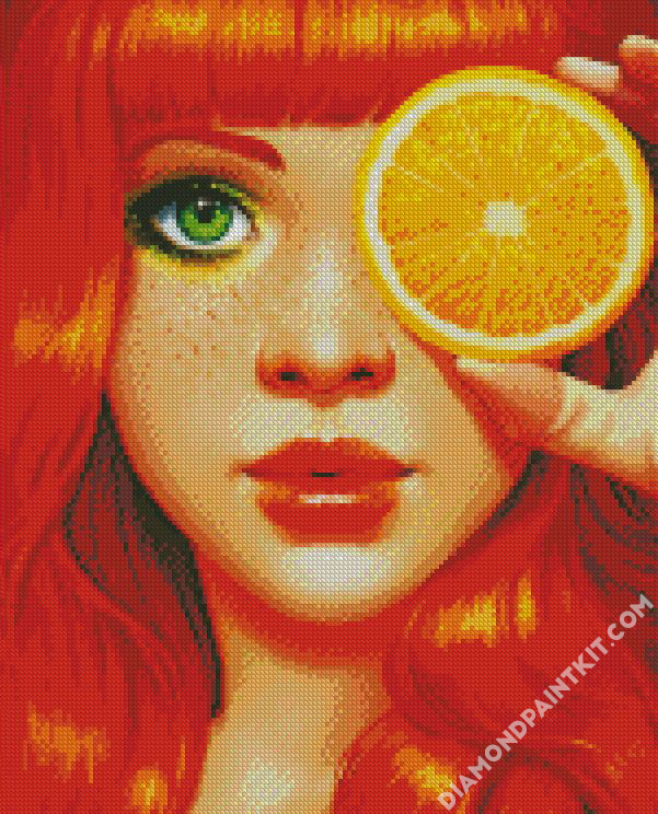 Redhead Woman - 5D Diamond Painting - DiamondPaintKit.com