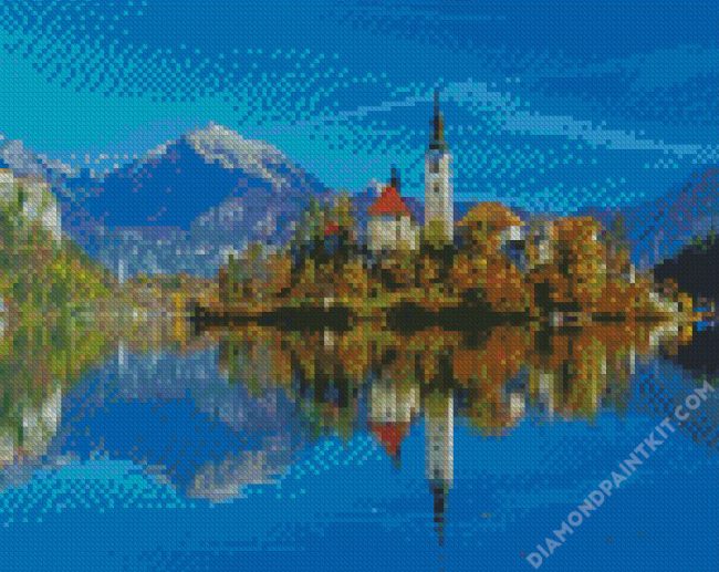 Aesthetic Lake Bled diamond painting