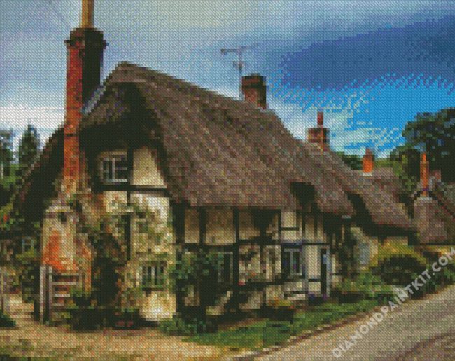 Aesthetic Thatched Cottage Art diamond painting