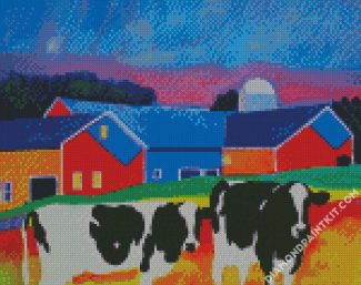 Aesthetic Cows In A Farm diamond painting