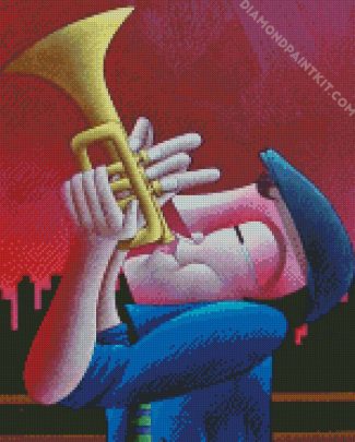 Aesthetic Trumpet Player Illustration diamond painting