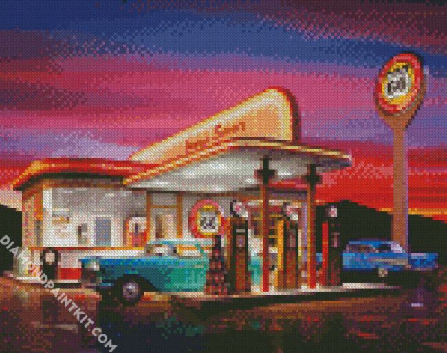 American Old Gas Station diamond painting