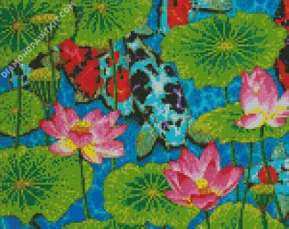 Koi Fish And Lotus Flowers diamond painting
