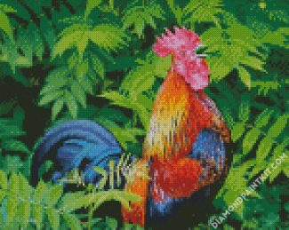 Elephant And Rooster Playing Chess - 5D Diamond Painting 