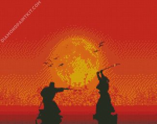 Samurais Fighting Silhouette diamond painting