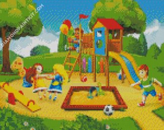Children Playing In Park diamond painting