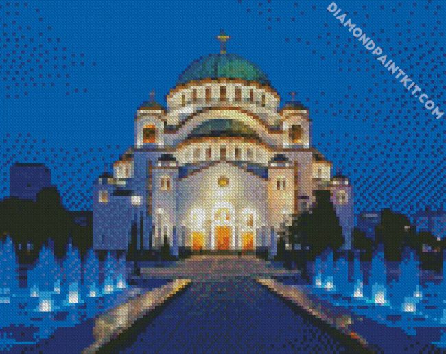 Church Temple Of Saint Sava Serbia diamond painting