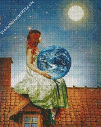 Earth Planet In Hands diamond painting